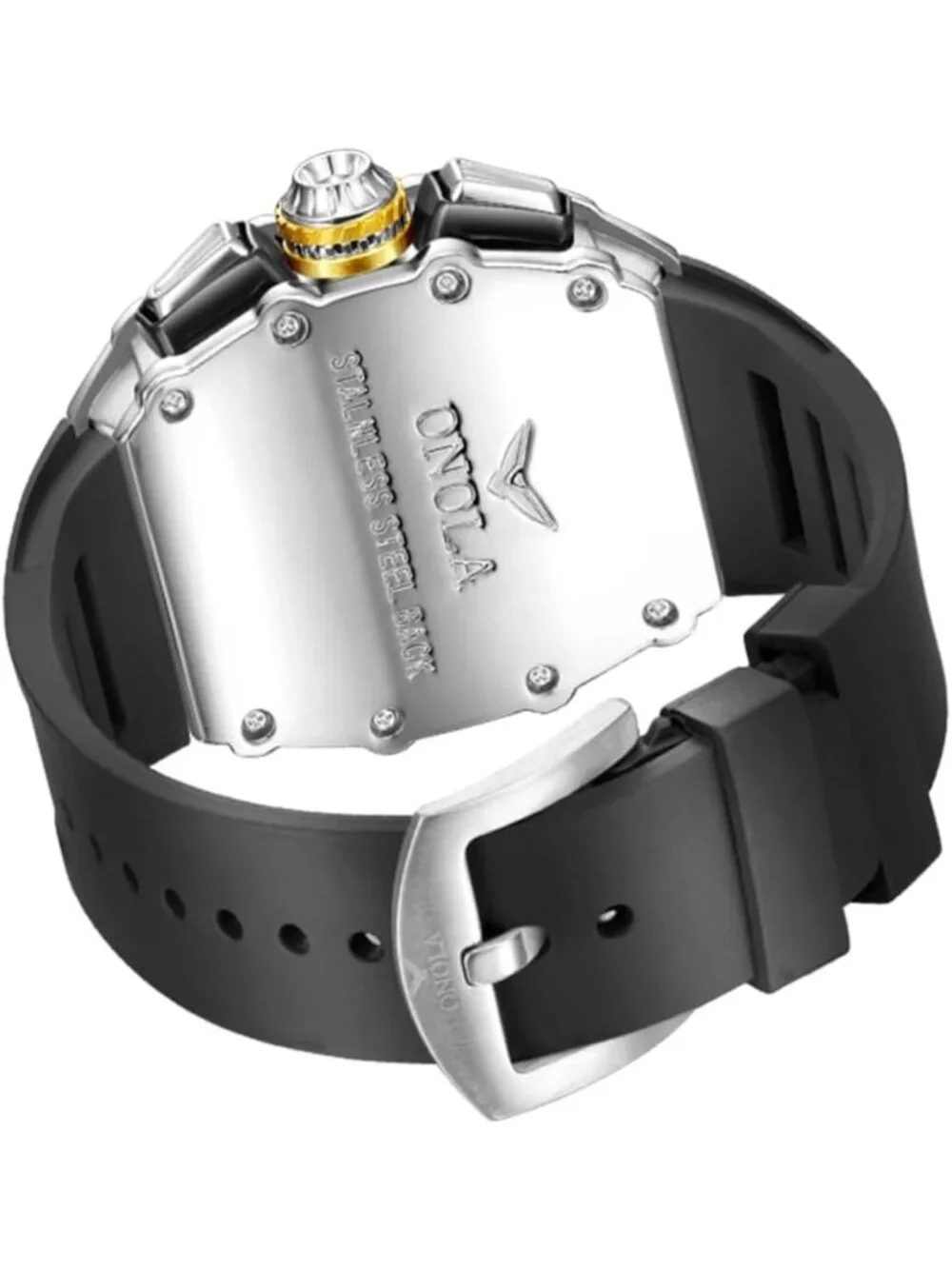 Stylish Men's Skeleton Chronograph Watch with Big Face & Silicone Strap, 30M